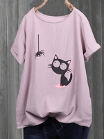 Round Neck Short Sleeve Casual Tops