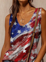 Scoop Neckline Abstract Sleeveless Tanks & Camis - Noracora