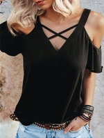 Sexy V Neck Cotton T-Shirts - Noracora