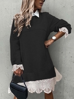 Shawl Collar Casual Long Sleeve Dresses - Noracora