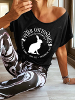 Shift Cotton Letter Casual T-Shirts - Noracora