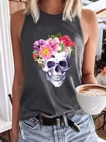 Shift Crew Neck Casual Printed Tanks & Camis - Noracora