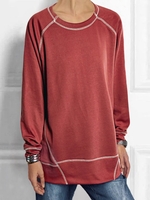 Shift Crew Neck Long Sleeve Casual Sweatshirts &pullover - Noracora