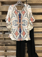 Shift Elegant Tribal Crew Neck T-Shirts - Noracora