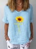 Shift Floral-Print Short Sleeve Floral T-Shirts - Noracora