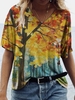 Shift Floral V Neck Short Sleeve T-Shirts - Noracora
