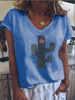 Short Sleeve Cotton-Blend Blouses&shirts