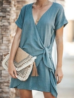 Short Sleeve Cotton Solid Casual System
