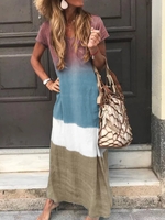 Short Sleeve Striped Vintage Causal Dresses
