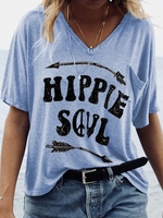 Short Sleeve V Neck Casual Tops