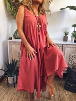 Sleeveless Big Hem Dress Solid Dresses - Noracora