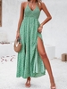 Small Floral Casual Summer V neck Daily Short Gallus A-Line Regular Dresses for Women