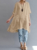 Solid 3/4 Sleeve Linen Casual Dresses For Women