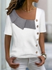 Solid Asymmetrical Neck Jersey Casual Tunic Tops