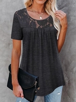 Solid Casual Jersey Loose T-Shirts