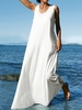 Solid Casual Linen Loosen Maxi