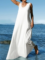 Solid Casual Linen Loosen Maxi