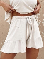 Solid Casual Rib Fabric Shorts