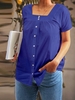 Solid Casual Square Neck Casual Tops