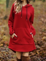 Solid Cotton-Blend Casual Causal Dresses