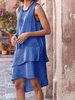 Solid Cotton-Blend Casual Sleeveless Causal Dresses