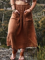 Solid Cotton-Blend Skirts - Noracora