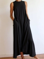 Solid Crew Neck Casual Causal Dresses