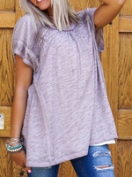 Solid Short Sleeve Crew Neck T-Shirts - Noracora