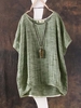 Solid Short Sleeve High Low Crew Neck Causal Tops