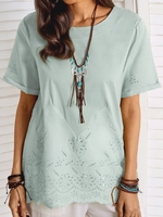 Solid Short Sleeve T-Shirts - Noracora