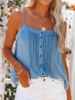Solid Spaghetti Sleeveless Denim Tanks & Camis