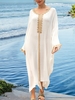 Solid White Cotton Boho Dresses - Noracora