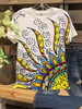 Statement Short Sleeve Sunflower Crew Neck T-Shirts - Noracora