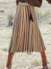Striped Boho Spring/Fall Natural Heavyweight Micro-Elasticity Daily Maxi Yarn/Wool yarn Skirts for Women