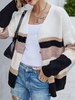 Striped Casual Spring/Fall V neck Loose Long sleeve Regular H-Line Regular Cardigans for Women