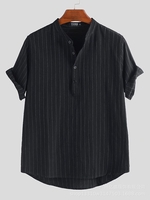 Striped Casual Stand Collar Men-Polos - Noracora