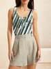 Striped Casual Summer Loose Lace Standard Crew Neck H-Line Regular Tank Tops for Women