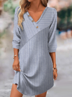 Striped Casual Summer Natural No Elasticity Short Short Sleeve H-Line Regular Dresses for Women