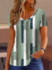 Striped Casual Summer V neck Loose Jersey Best Sell H-Line AA Shirts for Women