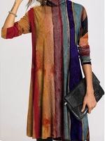 Striped Long Sleeve Vintage Dresses - Noracora