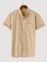 Striped Paneled Shirt Collar Men-Tops >>Men-Shirts - Noracora