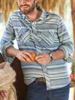 Striped Shirt Collar Men-Shirts - Noracora