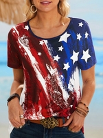 Summer Casual Festival Natural Daily Regular H-Line Regular Medium Elasticity T-shirts for Women