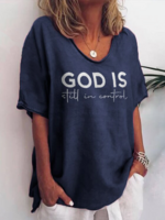 Summer Casual Letter Pattern Micro-Elasticity Short sleeve Loose Regular H-Line Regular T-shirts for Women