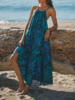 Summer Plants Vacation Polyester No Elasticity Vacation Loose Maxi Regular Dresses for Women