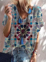 Sweet Short Sleeve V Neck T-Shirts - Noracora