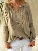 V Neck 3/4 Sleeve Causal Tops