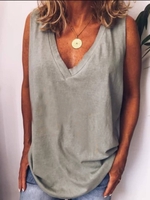 V Neck Casual Cotton-Blend Causal Tops
