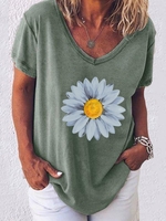 V Neck Casual Cotton Short Sleeve T-Shirts - Noracora