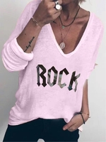 V Neck Casual Long Sleeve T-Shirts